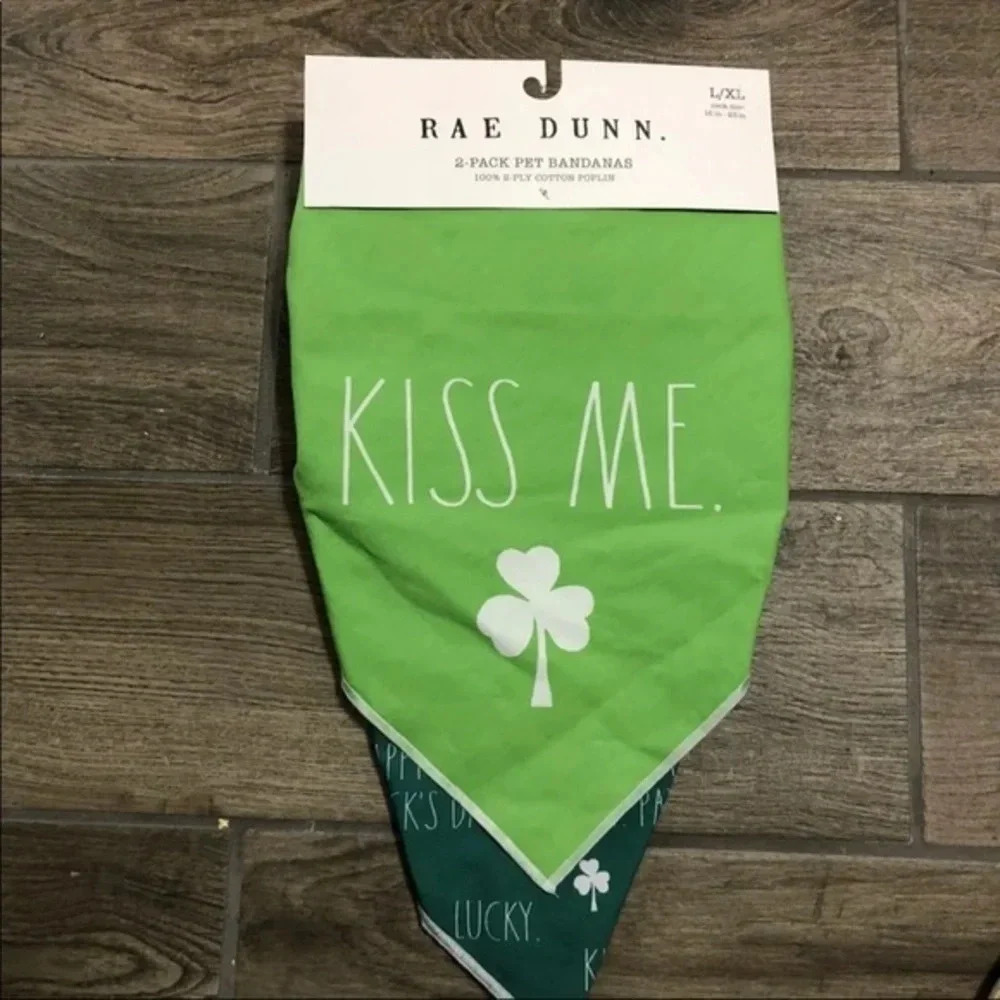 NWT Rae dunn 2pk dog bandanas l/xl